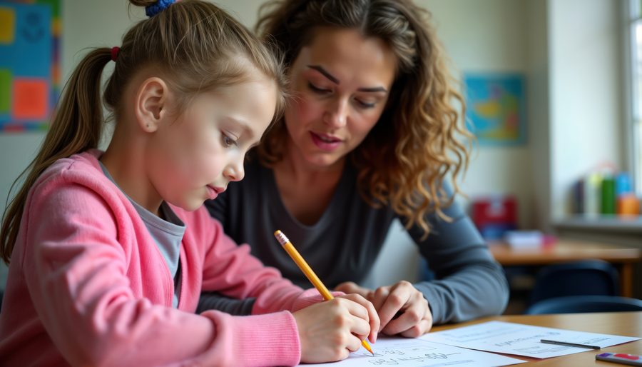 Jan tutoring a young student one-on-one